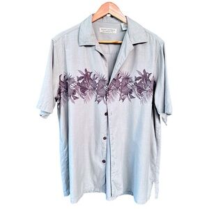 Island Republic 100% Silk Men’s Medium Hawaiian Style Button Down Tropical Shirt